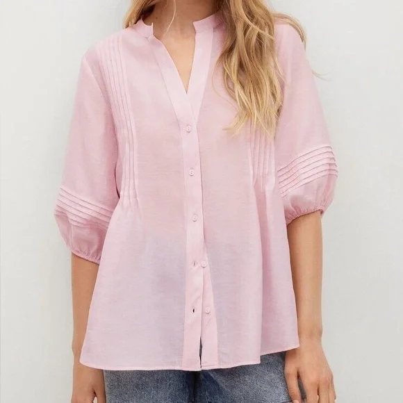 Mango light pink Women's Button-Up Blouse - Picture 1 of 4